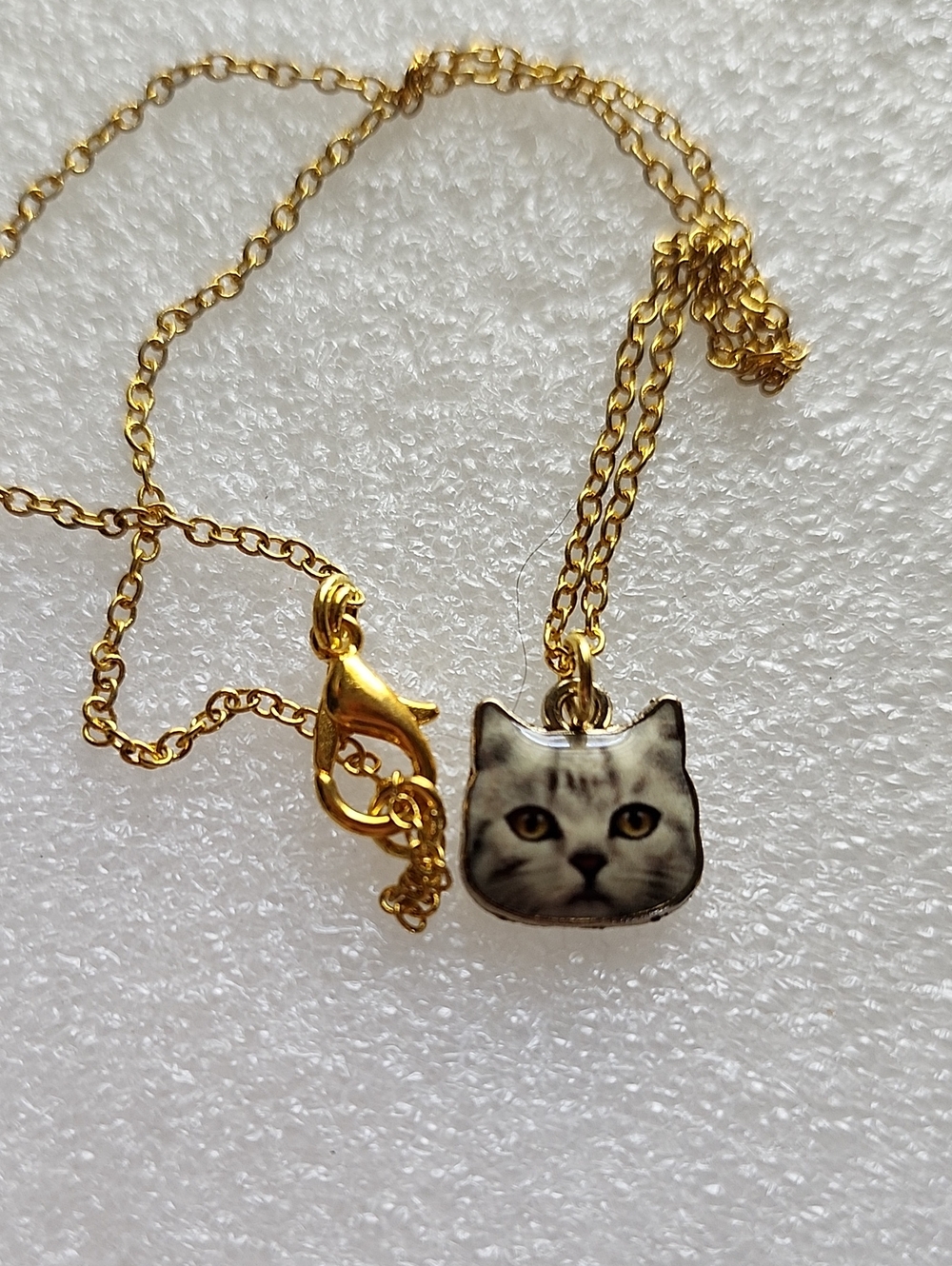 Hand Crafted Gold Cat Face Portrait Necklace